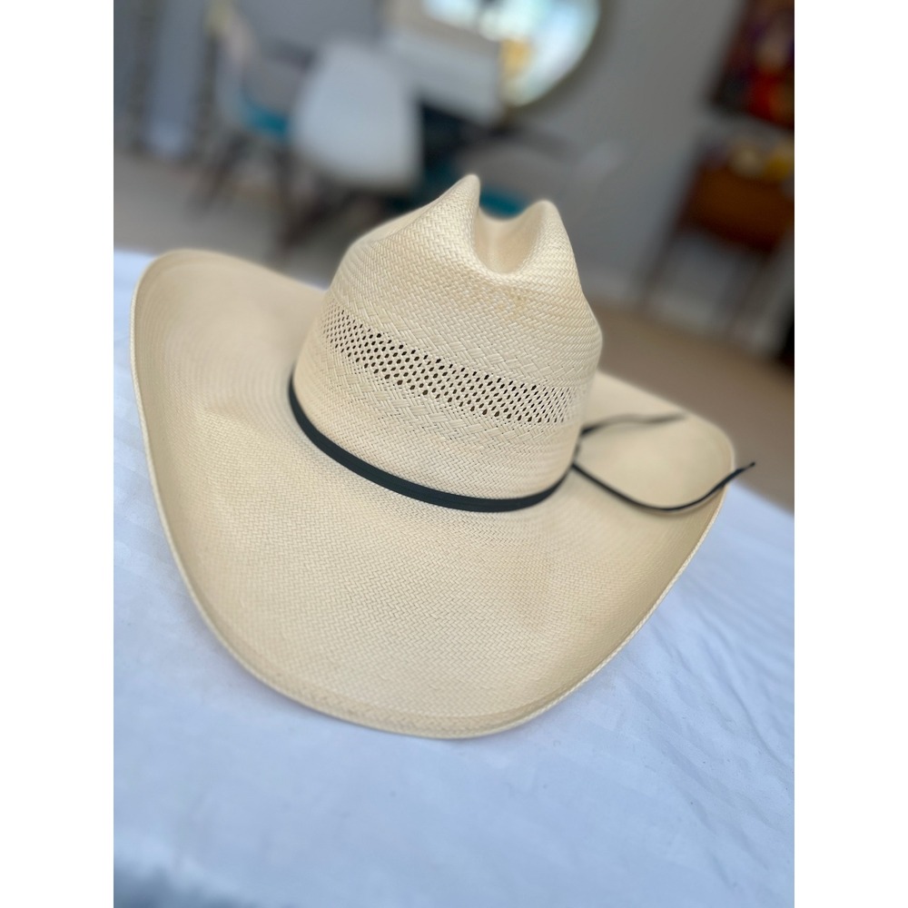 Resistol USTRC Straw Cowboy Hat Tan Cattleman Crown Western 6 7/8